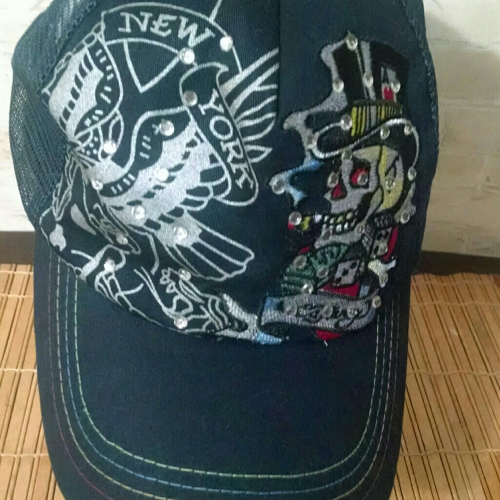 Don Ed Hardy navy blue New York hat dice cards cap